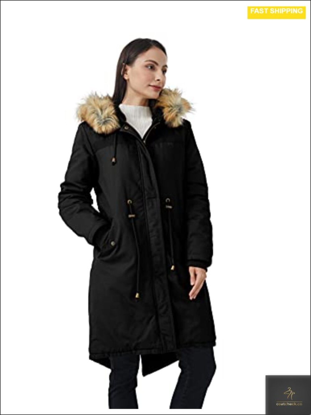 Women's Hooded Sherpa Lined Parka Jacket Winter Coat Cotton Insulated